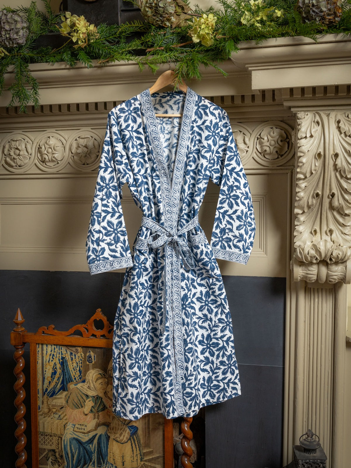 Blue Hand Block Printed Robe