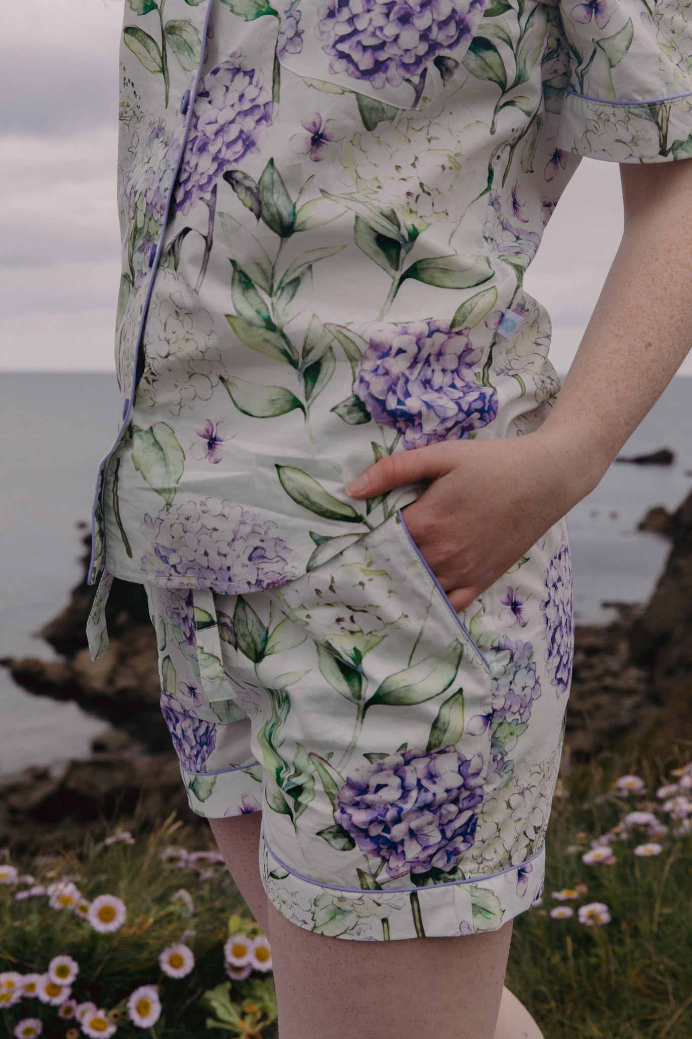 White Hydrangea Short Pyjamas