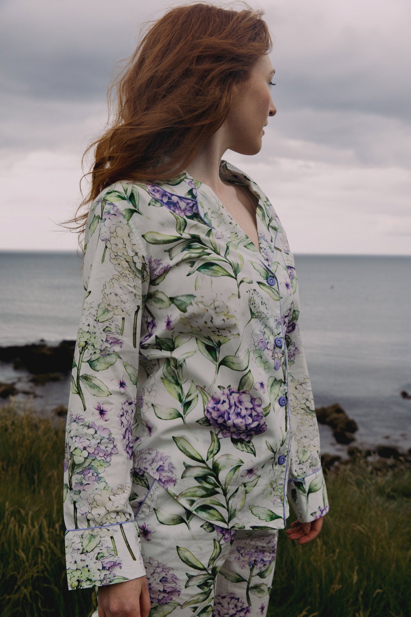 White Hydrangea Long Pyjamas