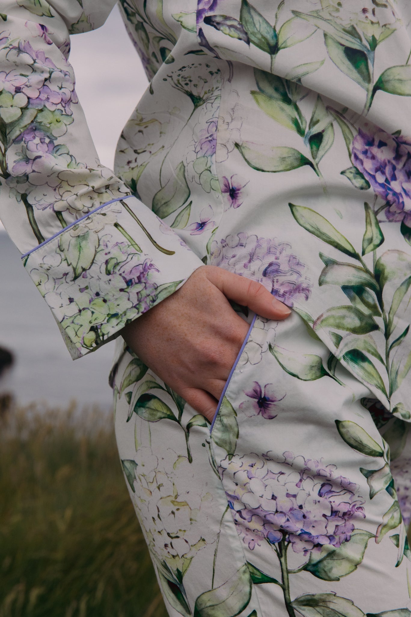 White Hydrangea Long Pyjamas